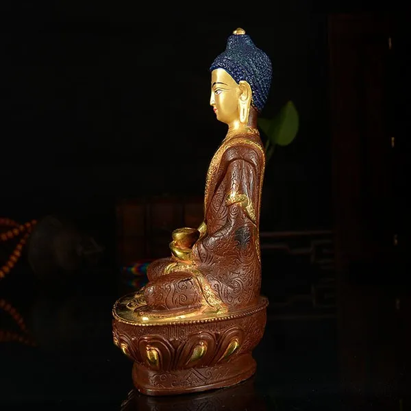 SPECIAL OFFER BUDDHA STATUE # 7 INCH TIBETAN BUDDHISM AMITABHA GOLD-PLATED BRASS HOME EFFICACIOUS TALISMAN | Дом и сад