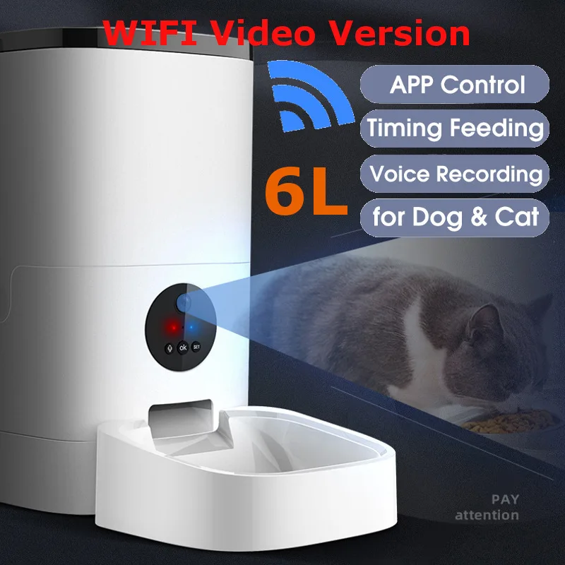 Wifi Video Version Pet Automatic Feeder Device Smart Food Dispenser APP Control Voice Recording Timing Dog Cat Bowls | Дом и сад