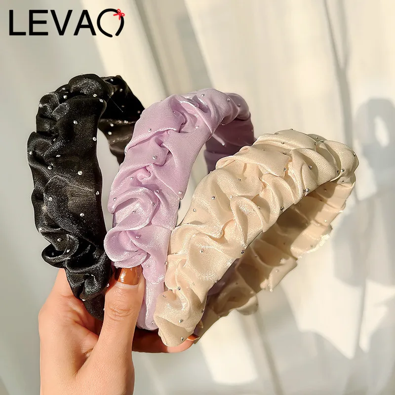 

LEVAO Bright Silk Cloth Hair Band Braid Pleats Headband Hair Accessories Headdress Hair Band For Women Fashion Hairband New Year