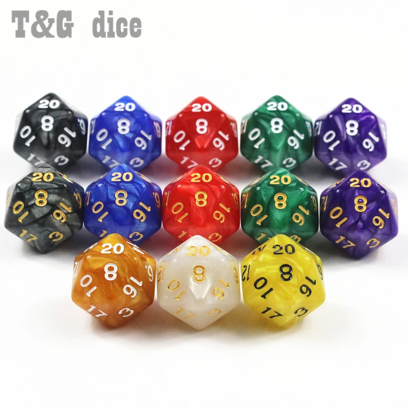 10 шт./партия совершенно новые D20 игральные кости для ролевых игр DnD 20-сторонние