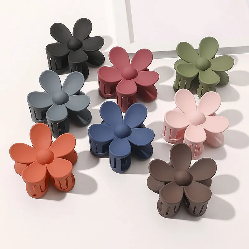 

Frosted Hair Clips Candy-colored Hair Accessories Big Flower Clip Plastic Hair Clips Autumn And Winter Colorful Flower Hair Clip