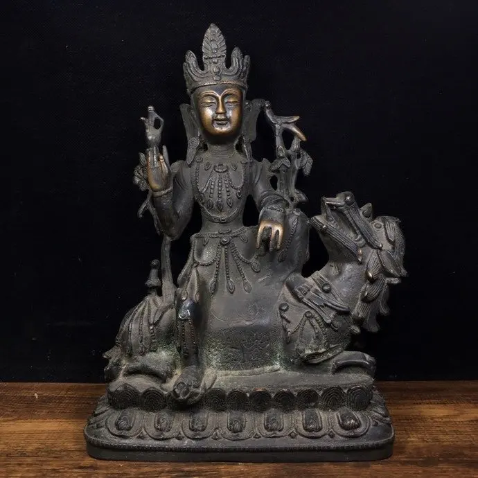 

Home Decor 10" Tibet Buddhism Temple Old Bronze Manjushri Buddha Statue Avalokitesvara Buddha Statue Enshrine the Buddha