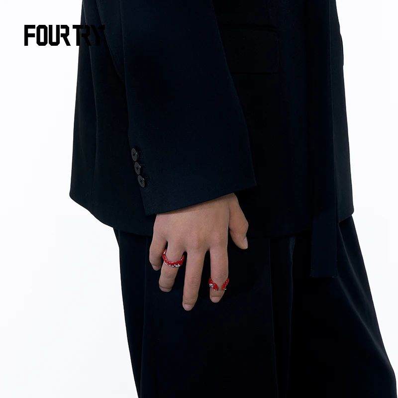

Fourtry KVK Joint-Name Flame Ring Personalized Fashion Style 925 Silver Ring Trendy Partner