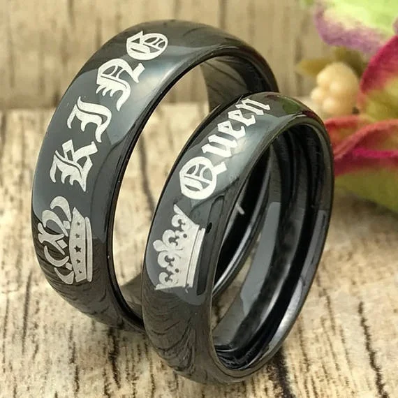 В стиле панк Золотой король и королева кольца его ее Кольца Юбилей обручальные