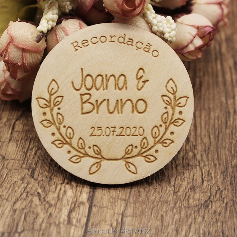 Цветочный венок сохраняет дату деревянный магнит для сохранения даты