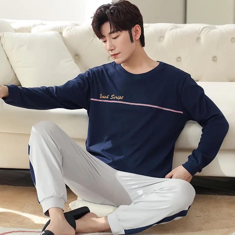 Новинка 2021 осенне-зимние хлопковые Пижамные комплекты для влюбленных стильная