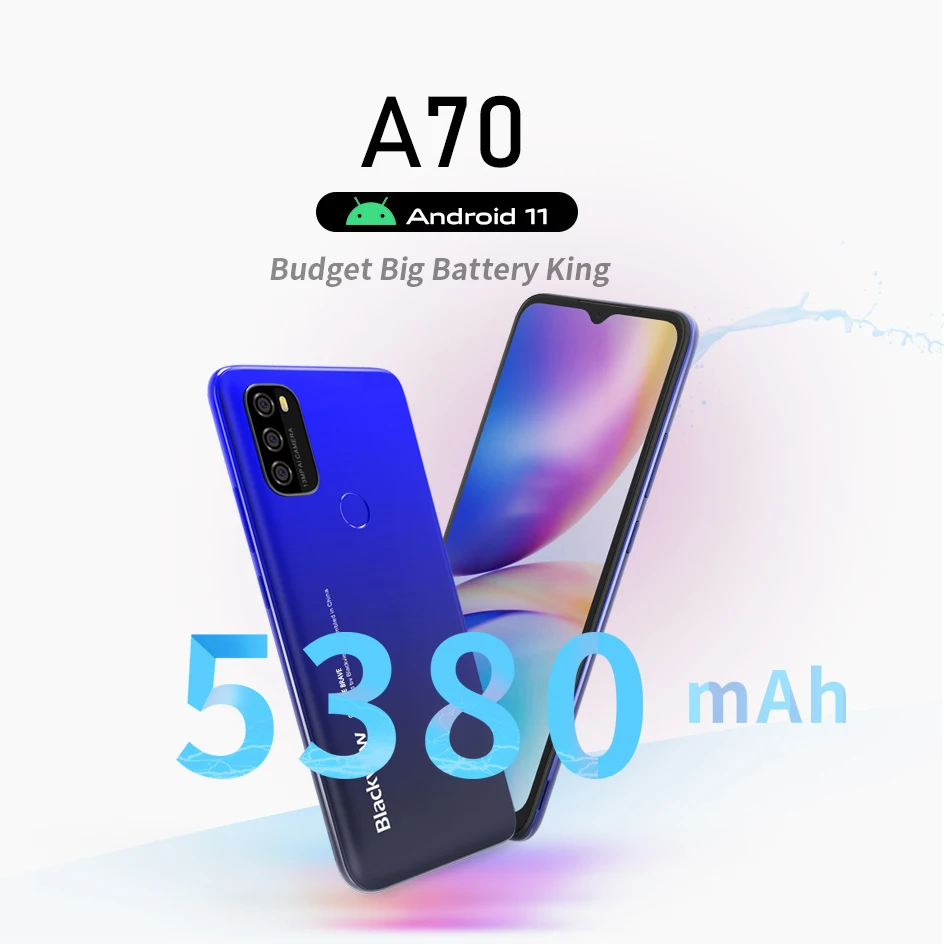 Смартфон Blackview A70 3 ГБ + 32 Восьмиядерный на базе Android 11 задняя камера 13 МП экран 6 517