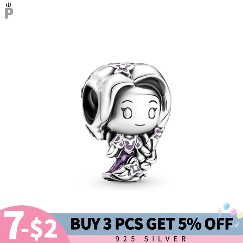 

Authentic Original Silver Color Princess DIY Beads Fit European Pandora Charms Bracelet Bangles Jewelry Making Women Gril Gift