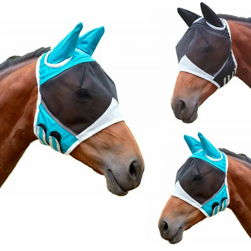 Horse Fly Hood Full Face Mesh Fleece Padded Anti-UV With Ears Breathable Anti-Moquito Protective Cover | Дом и сад