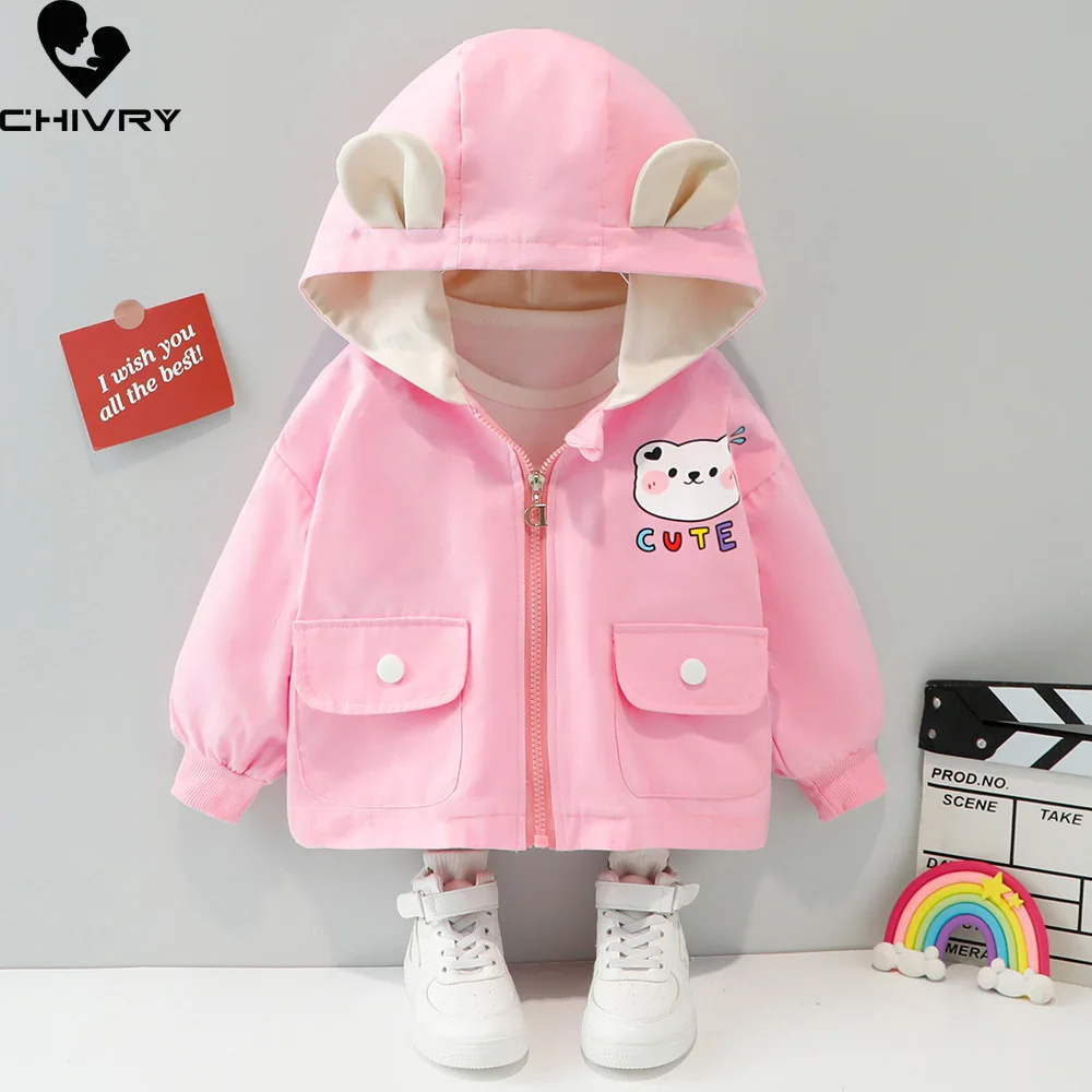 

New 2021 Autumn Baby Girls Coat Kids Cute Cartoon Rabbit Zipper Jackets Boys Outerwear Fashion Hooded Jacket Windbreaker Clothes