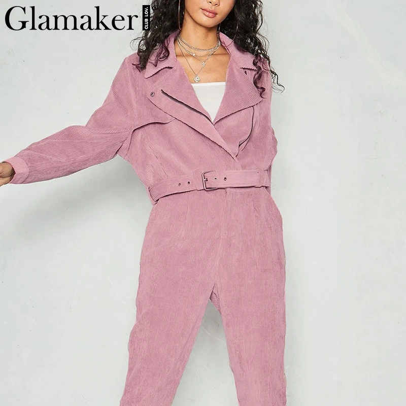 Glamaker Вельветовая розовая Осенняя короткая куртка пальто женская зимняя верхняя одежда с поясом Женская Клубная Базовая куртка модная уличная одежда пальто