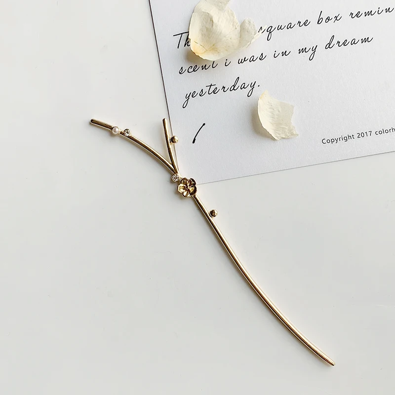 Простая Изысканная заколка для волос в виде цветов золотой вишни аксессуары