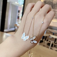 2021 new butterfly necklace female titanium steel clavicle chain sen series net red same simple ins wild cold wind