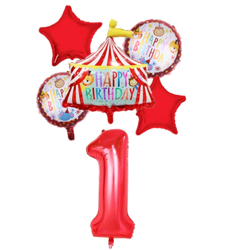 6 шт Ffiesta животных вечерние с днем рождения Фольга шар украшения цирк труппа льва