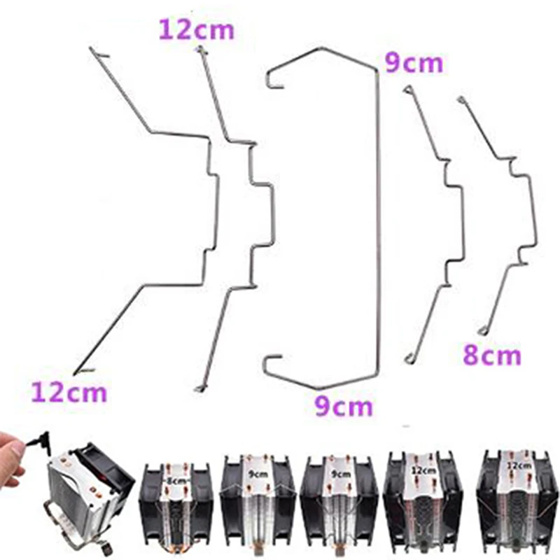 

1pair Fan Buckle AVC Four Heat Pipe Fan Buckle Heat Pipe Fan Buckle Elastic Steel CPU Fan Hook Bracket 12cm