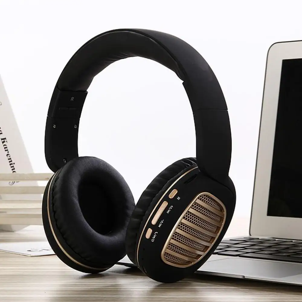 

Leather Wireless Bluetooth Moving Coil Foldable Headset FM Radio Stereo Music Portable Headset