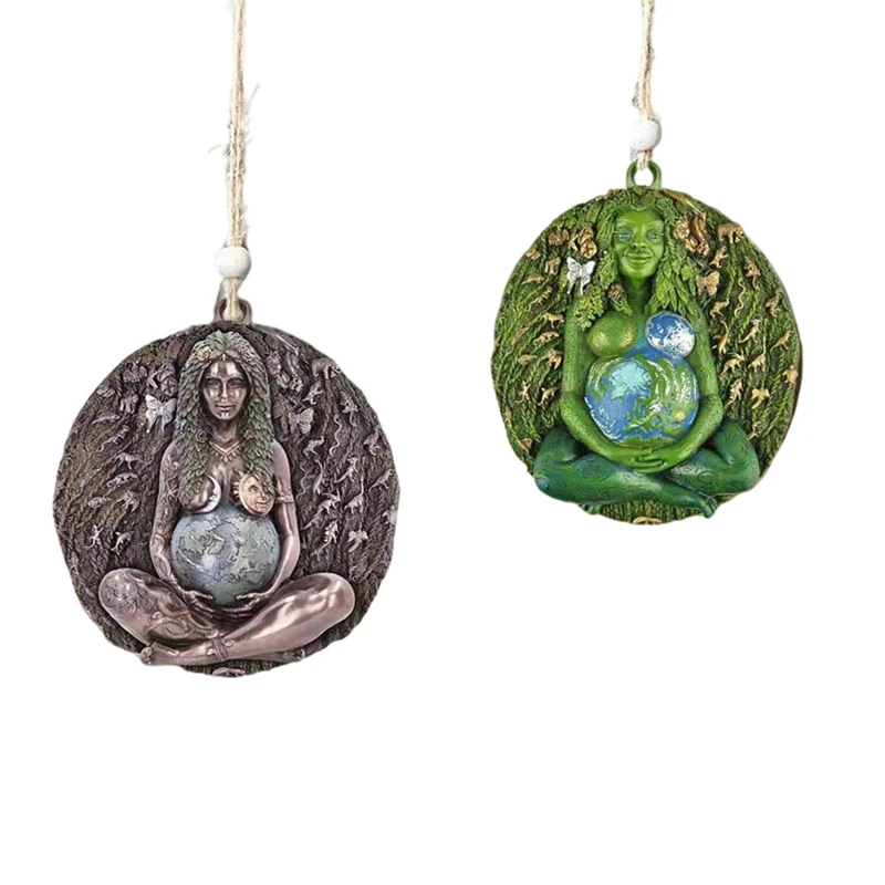 

New Mother Earth Statue Pendant Earth Green Millennial Gaia Mother Goddess Pendant Necklace