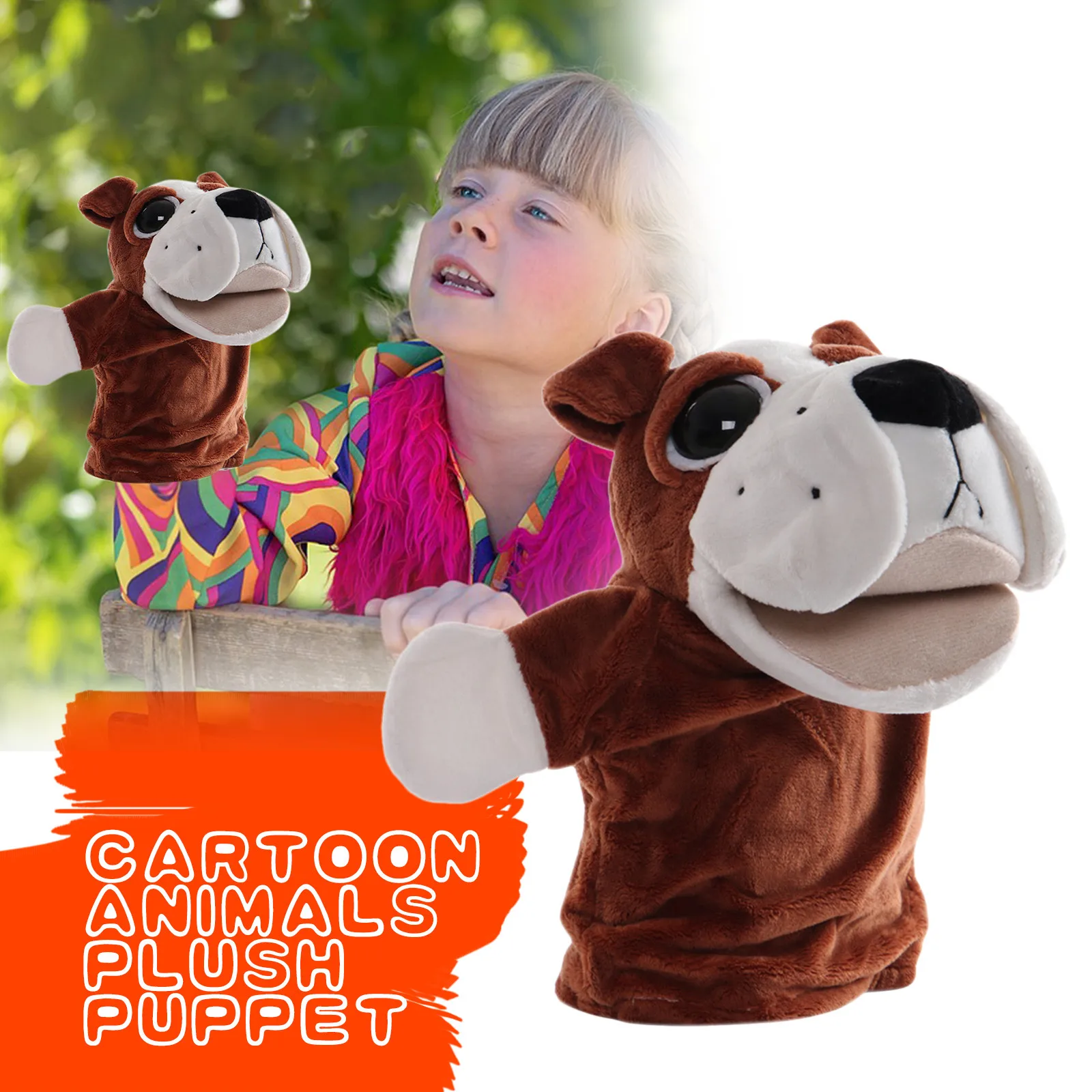 

Cartoon Pug Dog Plush Toys Hand Puppet Cartoon Animal Parent-Child Interactive Plush Toy Gift Hand Puppets With Working Mouth 5*