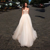 sodigne country champagne wedding dresses lace appliques princess bridal dress open back sexy tulle plus size gowns vestidos de