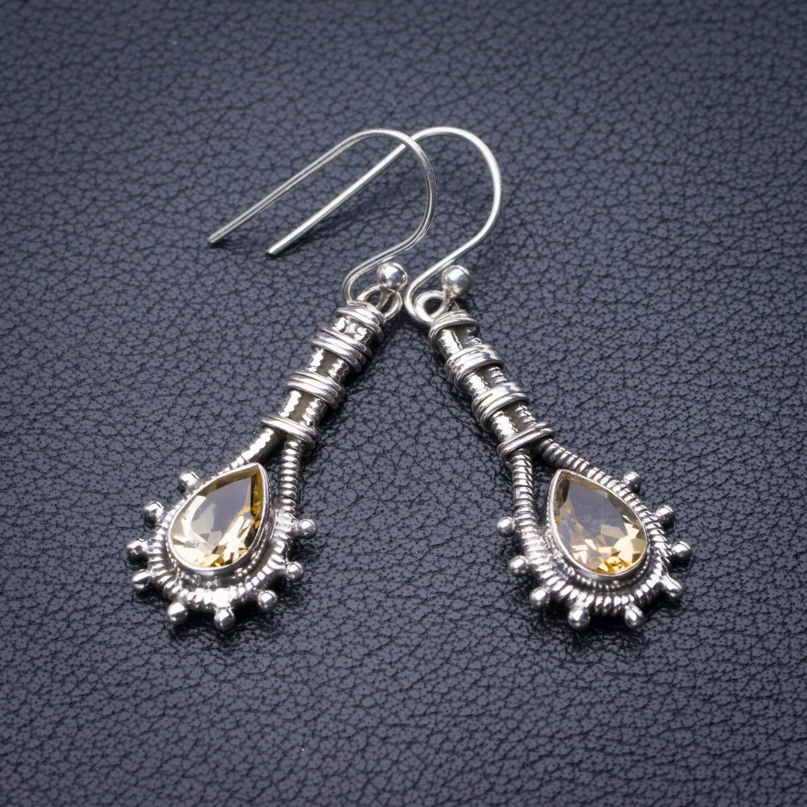 

StarGems натуральный цитрин ручной работы 925 пробы Серебряные серьги 1,75 "E0590