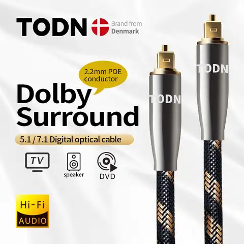 TODN 5,1 цифровой оптический аудио кабель Toslink волоконно-оптический аудио кабель 1 м 2 м 3 м 10 м 15 м для Hi-Fi DVD TV