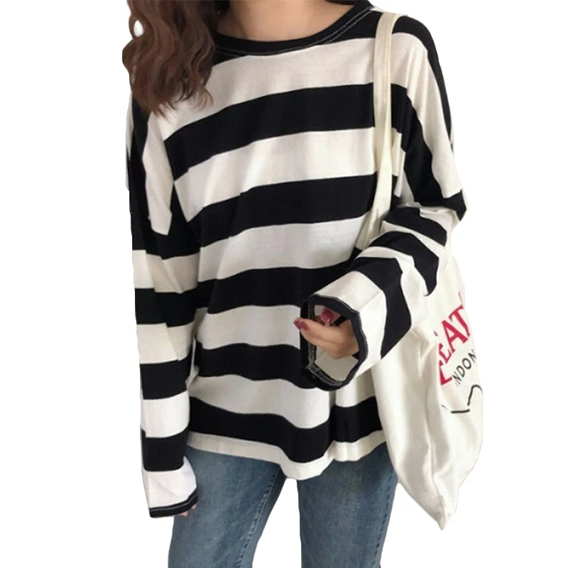 Женская футболка с длинным рукавом в полоску|Футболки| |