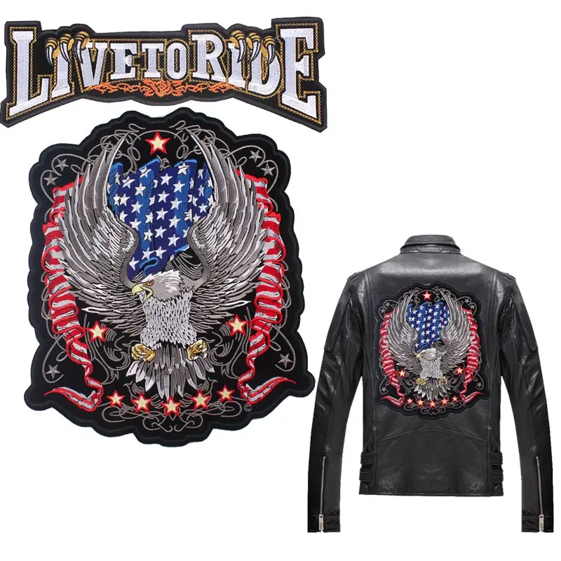 Нашивки с вышивкой орла большие байкерские нашивки на одежду значки большим