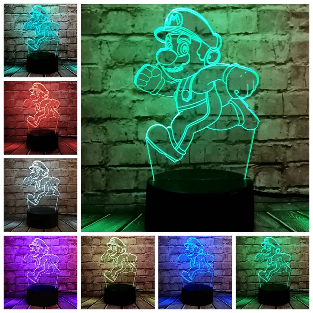 Игра Супер Марио 3D LED ночник настольная лампа USB Зарядка батарея поставка