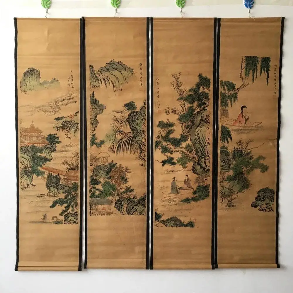 Живопись в древнем китайском стиле картина с изображением пейзажа для леди на