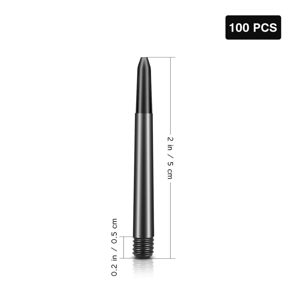 

BESPORTBLE 100pcs Dart Shafts Darts Accessories Stems Pole Rod with Standard 2BA Screw Thread (Black)