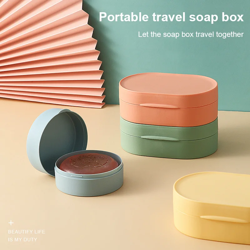 

Travel Portable Sealed Waterproof Soap Dish With Lid Home Countertop Soap Dish Box Sponge Soap Holder Soap Box Bathroom Accessor