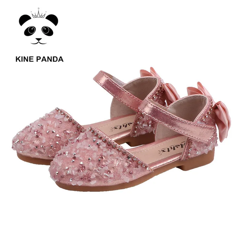 KINE PANDA/Обувь для маленьких девочек 1, 2, 3, 4, 5, 6, 7, 8 От 9 до 10 лет; обувь для школьниц; обувь принцессы на плоской подошве для маленьких детей