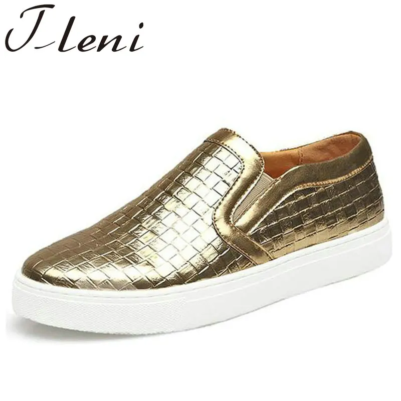 Модные мужские кроссовки Tleni лоферы золотистые серебристые туфли для ночного