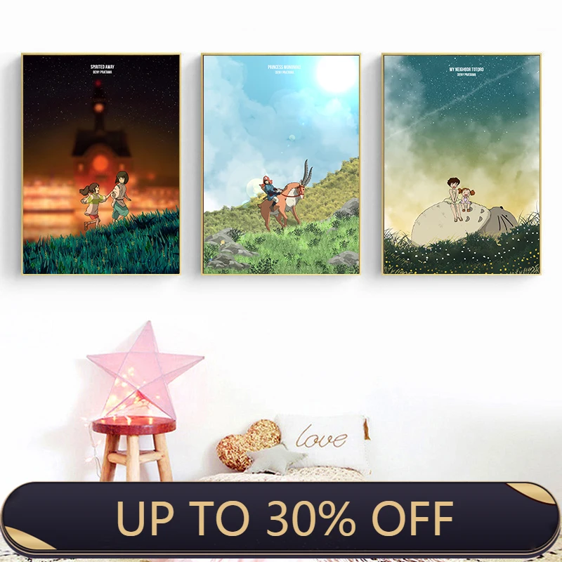 

Hayao Miyazaki Animation Movie Nordic Style Wall Living Room Home Decoration Canvas Painting