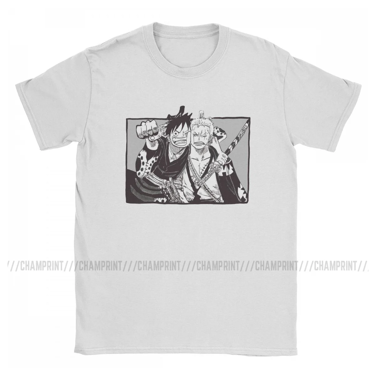 Футболка Luffy And Zoro Мужская слитная тенниска с коротким рукавом и круглым вырезом