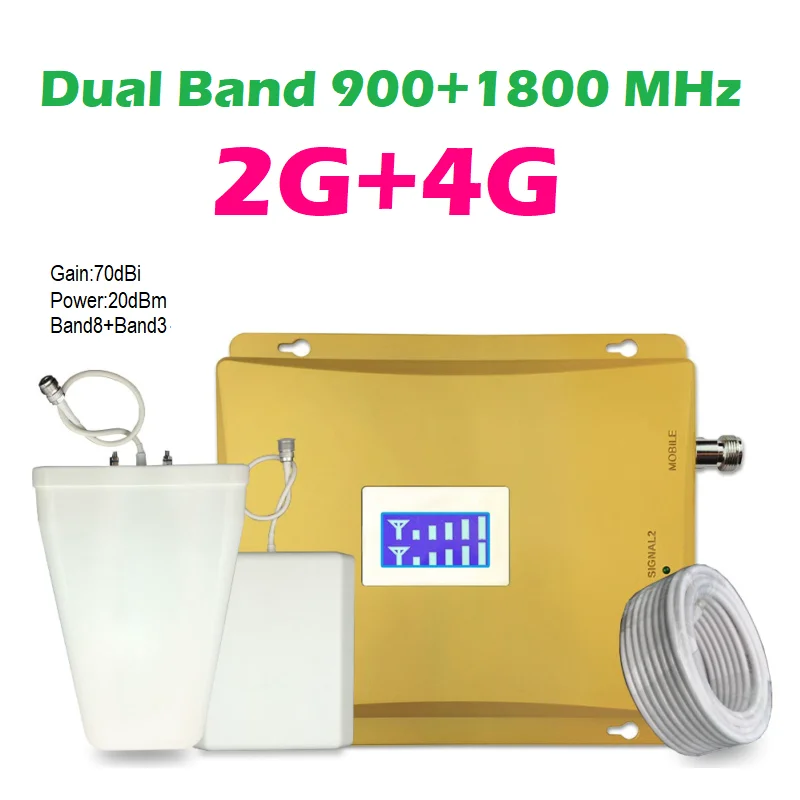 Фото 900 1800 двухдиапазонный 2G 4G Сотовый усилитель GSM DCS LTE Band8 Band3 Ретранслятор Мобильный