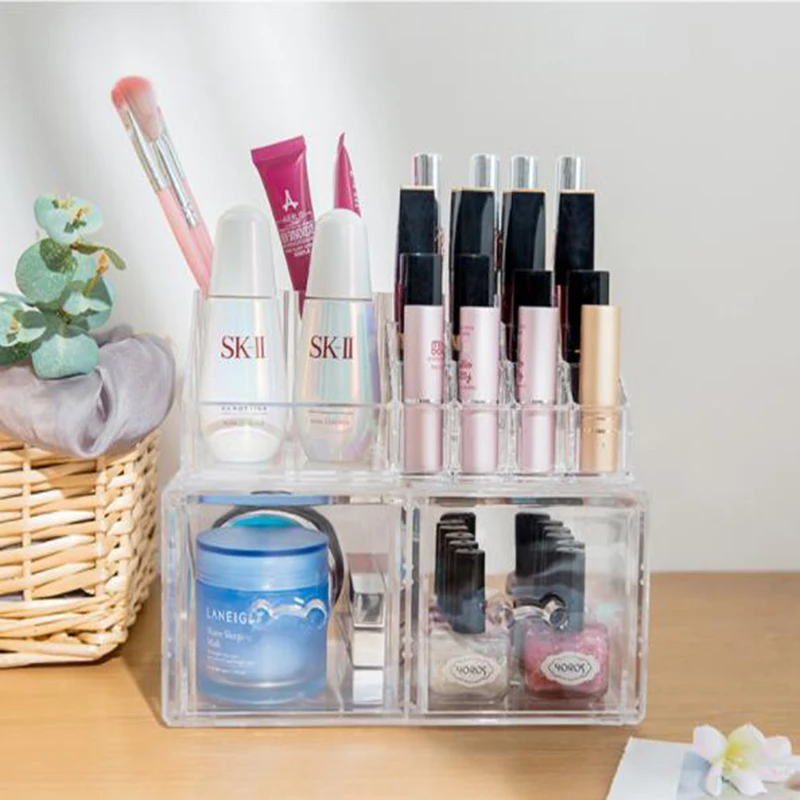 Органайзер для макияжа косметическая коробка хранения прозрачная пластиковая