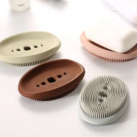 silicone soap dish drain cleaning brush bar soap holder soap saver box container for bathroom decoration soap holder