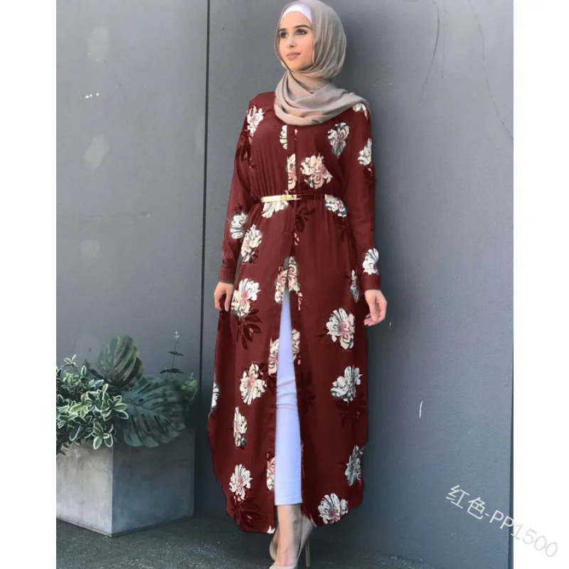 

Hijab Dress Muslim Print Abaya Kimono Floral Arabic Dubai African Women Pakistan Caftan Marocain Kaftan Qatar Islamic Clothing