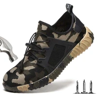 mens steel toe safety work boots anti smashing puncture proof camouflage labor insurance shoes light breathable casual sneakers
