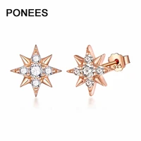 ponees stud earrings jewelry 100 925 sterling silver star earrings cubic zirconia women cute simple