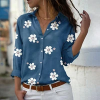 office lady flower print women blouses tops turn down collar long sleeve loose casual shirts elegant spring blusas mujer 2022