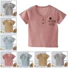 Футболка для мальчиков, с коротким рукавом, однотонная, летняя