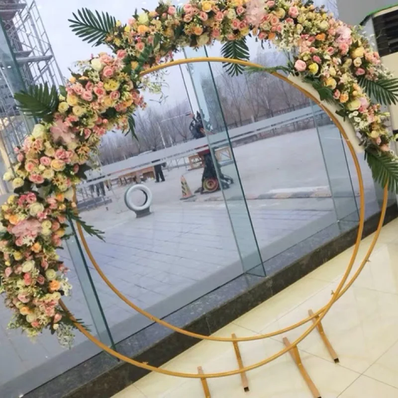 Iron Circle Wedding Arch Props Background Single Arch Flower Outdoor Lawn Wedding Flower Door Rack Wedding Birthday Decoration