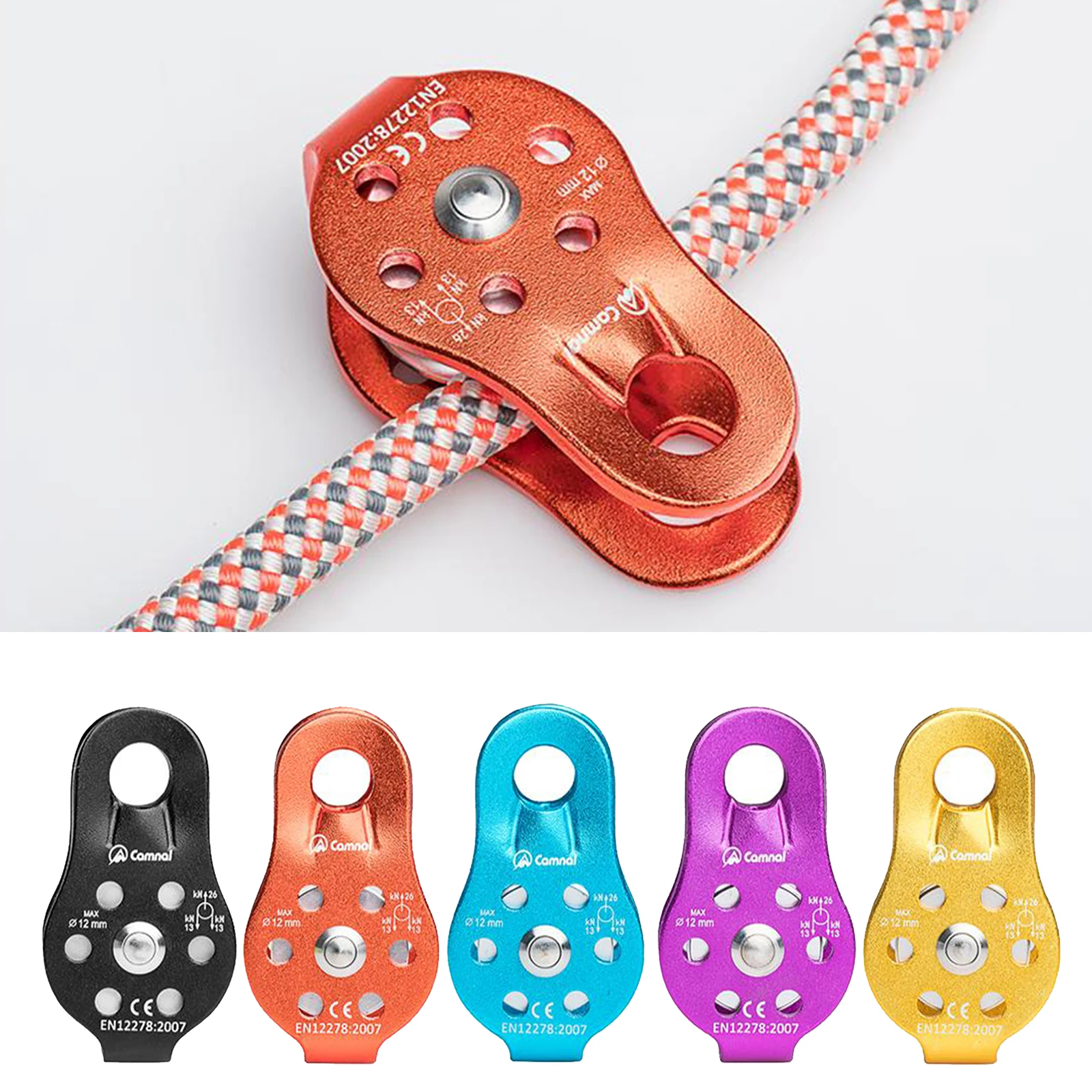 

26KN Climbing Pulley Ball Bearing for Tree Arborist Rigging Rope Accessory Zip Line Fast Speed Cable Trolley Heavy Duty