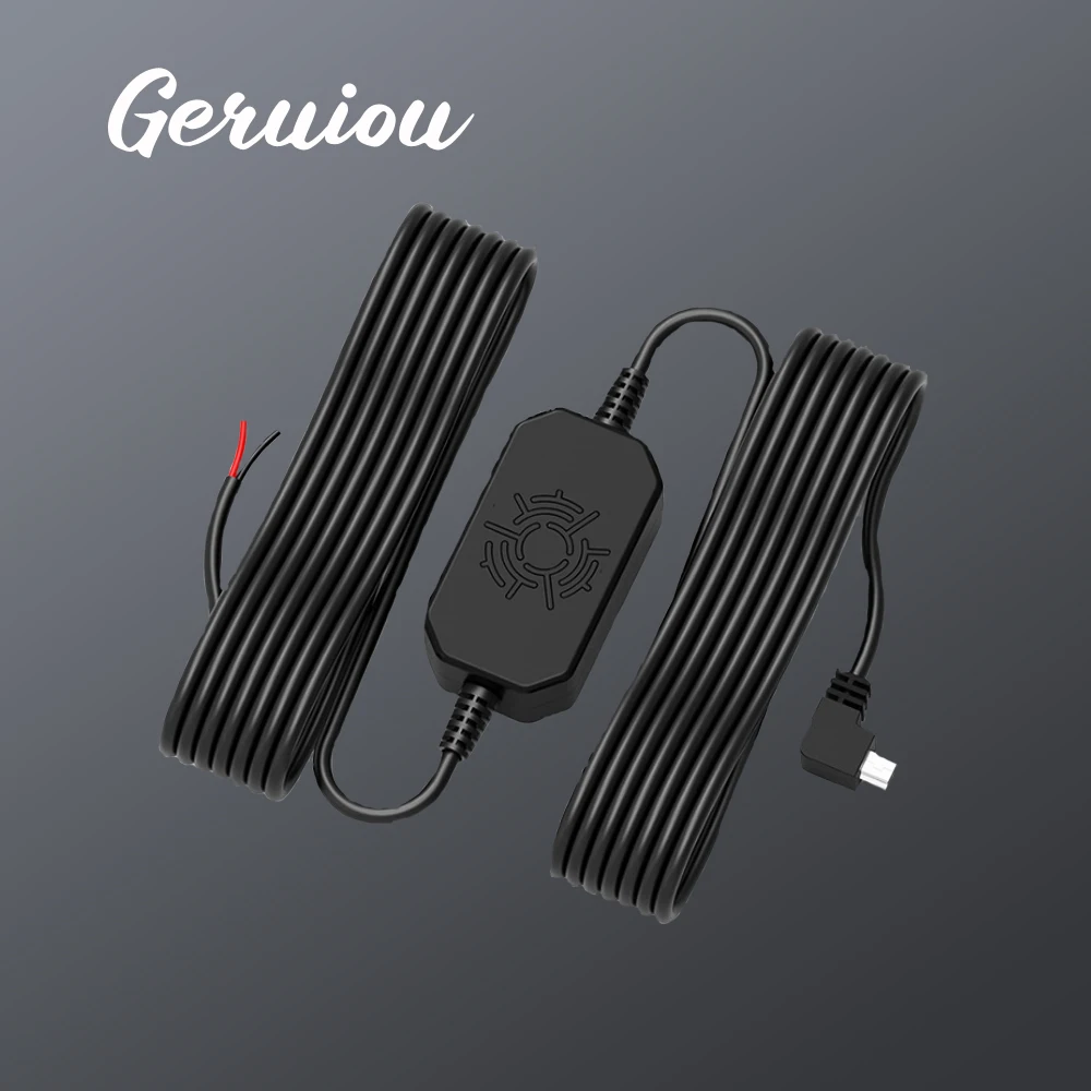 Geruiou Mini USB Hardwire Kit DVR Кабель адаптера питания 12/24 В до 5 2.5A для A12 M06 J07 M17 Dash Cam Защита от