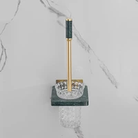 brushed gold soild brass marble ceramics bathroom toilet brush holder set wall mounted nail punched with shelf clean scrub
