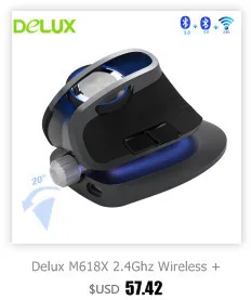Delux M618 Mini Bluetooth 4,0+ 2,4G Беспроводная перезаряжаемая эргономичная Вертикальная USB оптическая Бесшумная компьютерная мышь с разрешением 2400 dpi