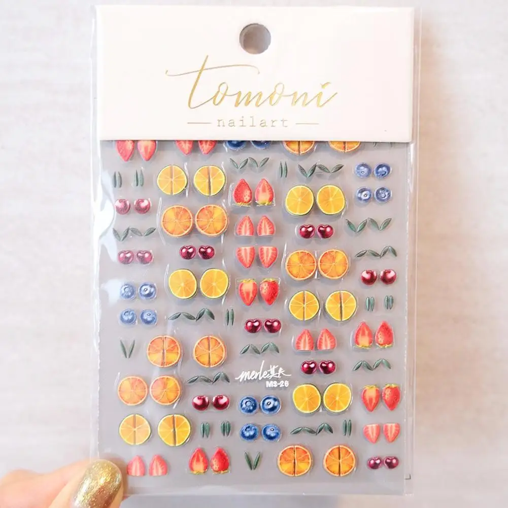 

Snack Cracker Fruit Nail Sticker 3D Engraved Nail Stickers Design Decorations quality high Decals Art Nail Nail W7A5