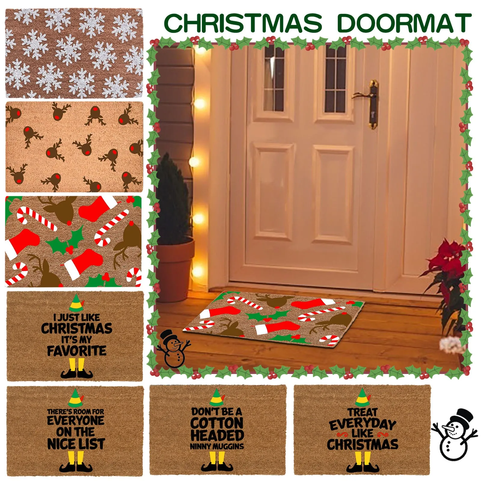 

Christmas Doormat Personalized Front Door Decoration Christmas Decoration For Home Door Mat Anti-slip Felt Rubber Carpet #58
